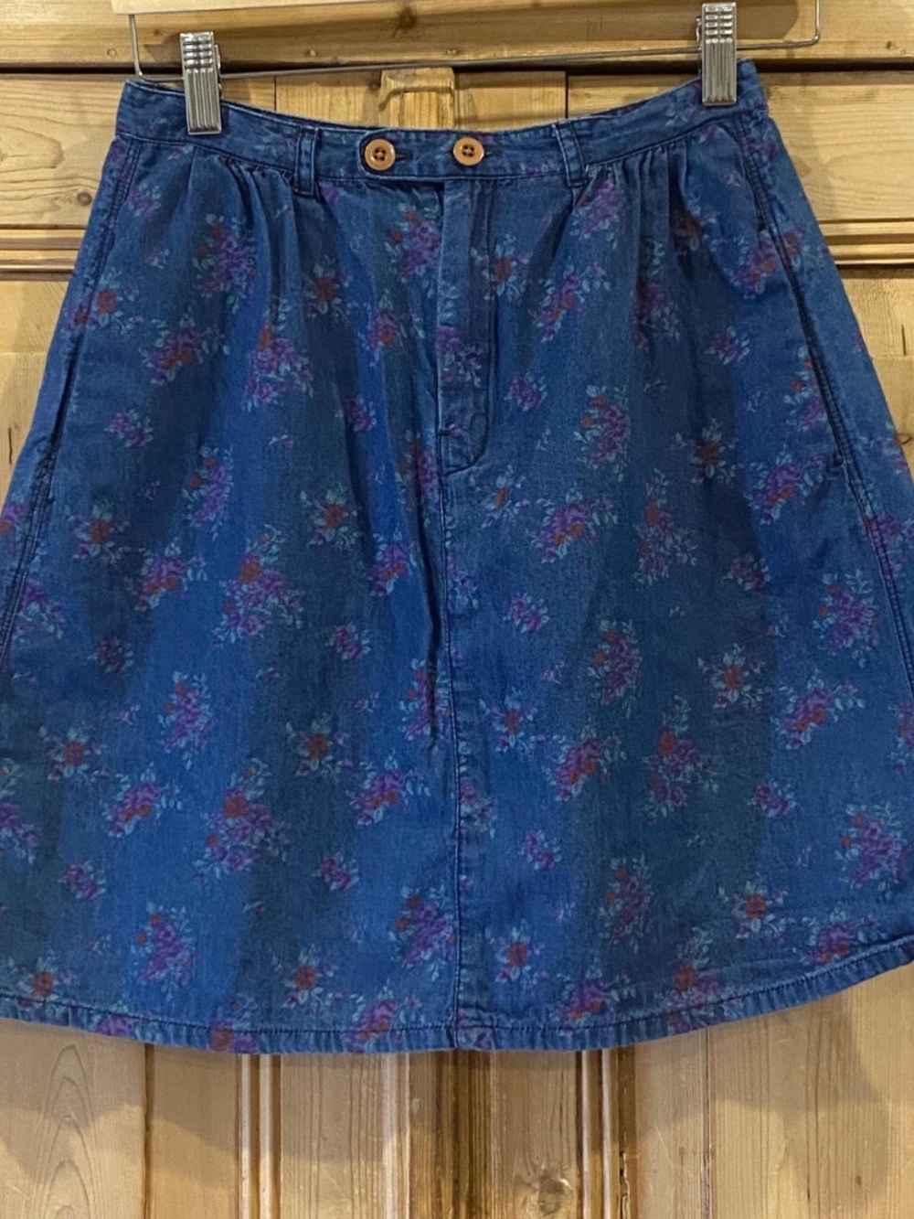 Vintage GAP Cotton Jean Skirt 70s Prairie Skirt Laila Print Size 2
